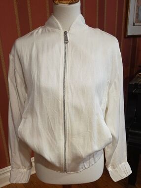 Silky White Bomber Jacket